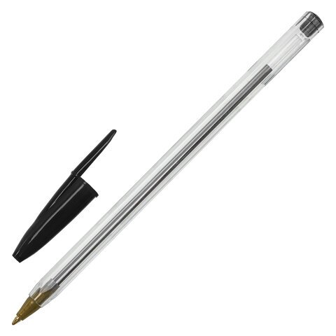 Ручка шариковая STAFF "Basic Budget BP-04", ЧЕРНАЯ, линия письма 0,5 мм, с штрихкодом, 143869