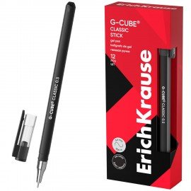 Ручка гелевая ERICH KRAUSE "G-cube", ЧЕРНАЯ, корпус черный, игольчатый узел 0,5 мм, линия письма 0,4 мм, 46447