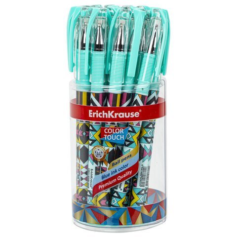 Ручка шариковая ERICH KRAUSE ColorTouch "Ornament", СИНЯЯ, узел 0,7 мм, линия письма 0,35 мм, 50820