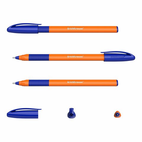 Ручка шариковая масляная с грипом ERICH KRAUSE "U-109 Orange", СИНЯЯ, узел 1,0 мм, линия письма 0,3 мм, 47591