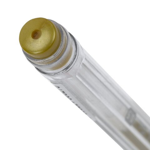 Ручка гелевая ЗОЛОТИСТАЯ BRAUBERG "EXTRA GOLD", корпус прозрачный, 0,5 мм, линия 0,35 мм, 143914