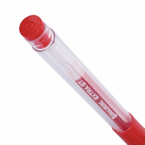 Ручка гелевая с грипом BRAUBERG "EXTRA GT", КРАСНАЯ, стандартный узел 0,5 мм, линия 0,35 мм, 143920