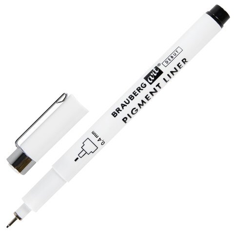 Капиллярные ручки линеры для рисования 3 шт., черные, 0,3/0,4/0,8 мм, BRAUBERG ART DEBUT, 143939.