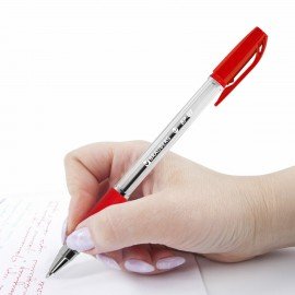 Ручка шариковая BRAUBERG "BP-GT", КРАСНАЯ, корпус прозрачный, евронаконечник 0,7 мм, линия письма 0,35 мм, 144007