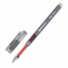 Ручка гелевая BRAUBERG "GEL ONE", КРАСНАЯ, стандартный узел 0,5 мм, линия письма 0,35 мм, 144038