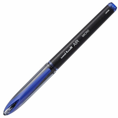 Ручка-роллер Uni-Ball "AIR Micro", СИНЯЯ, корпус черный, узел 0,5 мм, линия 0,24 мм, UBA-188-M BLUE