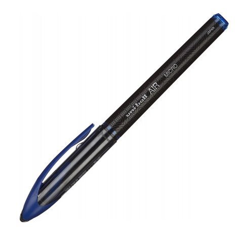Ручка-роллер Uni-Ball "AIR Micro", СИНЯЯ, корпус черный, узел 0,5 мм, линия 0,24 мм, UBA-188-M BLUE