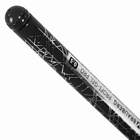 Ручка гелевая BRAUBERG "Profi-Gel PRO", ЧЕРНАЯ, линия письма 0,4 мм, игольчатый наконечник 0,5 мм, печать на корпусе, 144124