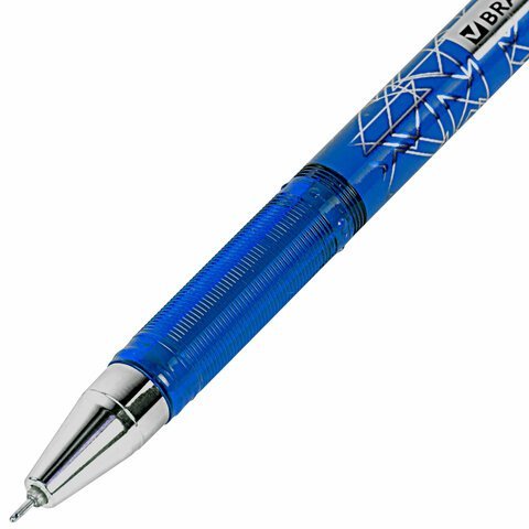 Ручка гелевая BRAUBERG "Profi-Gel PRO", СИНЯЯ, линия письма 0,4 мм, игольчатый наконечник 0,5 мм, печать на корпусе, 144125