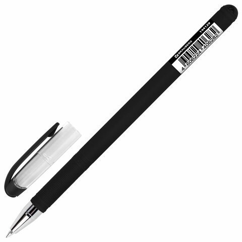 Ручка гелевая BRAUBERG "Profi-Gel SOFT", ЧЕРНАЯ, линия письма 0,4 мм, стандартный наконечник 0,5 мм, прорезиненный корпус SOFT-TOUCH, 144129