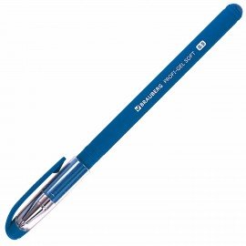 Ручка гелевая BRAUBERG "Profi-Gel SOFT", СИНЯЯ, линия письма 0,4 мм, стандартный наконечник 0,5 мм, прорезиненный корпус SOFT-TOUCH, 144130