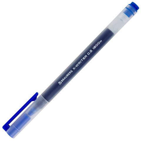Ручки гелевые BRAUBERG "X-WRITER 1800", УВЕЛИЧЕННАЯ ДЛИНА ПИСЬМА 1 800 м, СИНИЕ, КОМПЛЕКТ 10 ШТУК, стандартный узел 0,5 мм, 144137