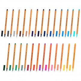 Ручки капиллярные (линеры) 25 ЦВЕТОВ, BRAUBERG "FINE 040", шестигранные, линия 0,4 мм, 144145