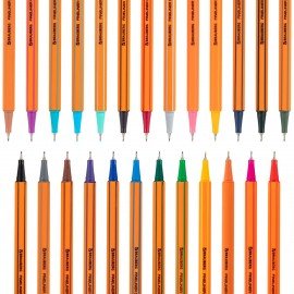 Ручки капиллярные (линеры) 25 ЦВЕТОВ, BRAUBERG "FINE 040", шестигранные, линия 0,4 мм, 144145