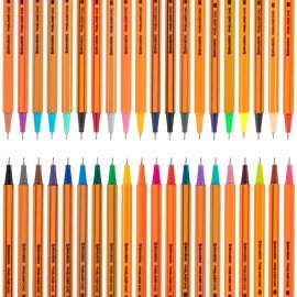 Ручки капиллярные (линеры) 40 ЦВЕТОВ, BRAUBERG "FINE 040", шестигранные, линия 0,4 мм, 144146