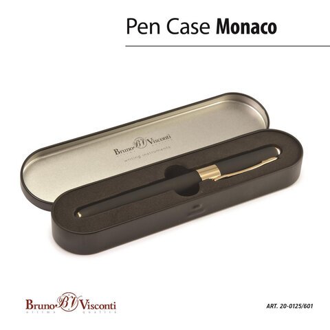 Ручка подарочная шариковая BRUNO VISCONTI "Monaco", черный корпус, 0,5 мм, футляр, синяя, 20-0125/601