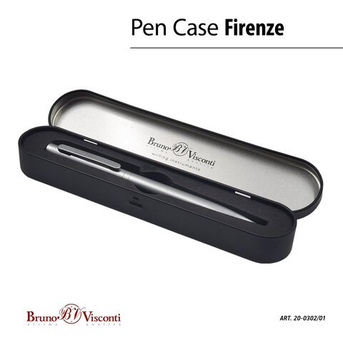 Ручка подарочная шариковая BRUNO VISCONTI "Firenze", корпус серебро, 1 мм, футляр, синяя, 20-0302/01