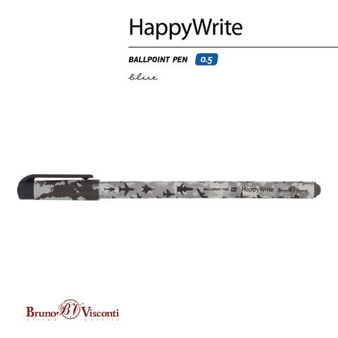 Ручка шариковая BRUNO VISCONTI "HappyWrite", СИНЯЯ, "Самолеты", линия 0,38 мм, 20-0215/30