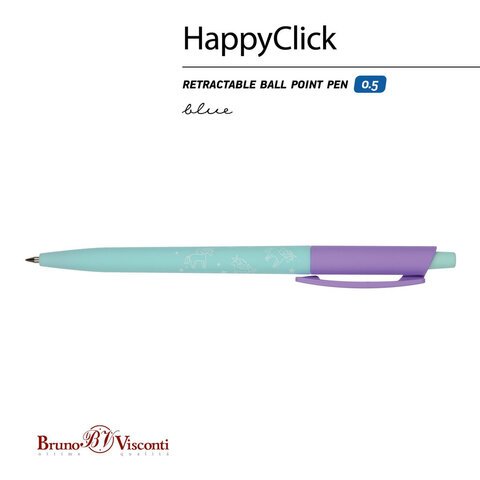 Ручка шариковая автоматическая BRUNO VISCONTI "HappyClick", СИНЯЯ, "Единорог", линия письма 0,38 мм, 20-0241/44