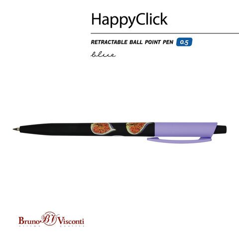Ручка шариковая автоматическая BRUNO VISCONTI "HappyClick", СИНЯЯ, "Инжир", линия письма 0,38 мм, 20-0241/50