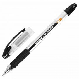 Ручка гелевая с грипом ОФИСМАГ "M-555", ЧЕРНАЯ, игольчатый наконечник 0,5 мм, линия письма 0,35 мм, 144213