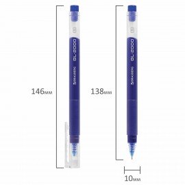 Ручка гелевая BRAUBERG "GL-2000", СИНЯЯ, японские чернила, длина письма 2000 метров, линия письма 0,35 мм, 144218