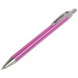 Ручка шариковая автоматическая BRAUBERG "Stripes", СИНЯЯ, корпус ассорти, пишущий узел 0,5 мм, линия письма 0,3 мм, 144219