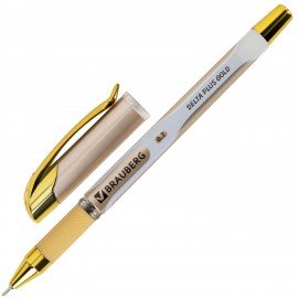 Ручка шариковая масляная с грипом BRAUBERG "Delta Plus Gold", СИНЯЯ, пишущий узел 0,7 мм, линия письма 0,35 мм,144256