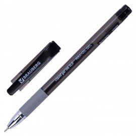 Ручка гелевая с грипом BRAUBERG "Max-Oil Gel", ЧЕРНАЯ, игольчатый узел 0,5 мм, линия письма 0,3 мм, 144260