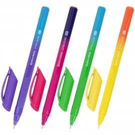 Ручка шариковая масляная BRAUBERG "Extra Glide DZ", СИНЯЯ, трехгранная, корпус ассорти, игольчатый наконечник 0,7 мм, линия 0,5 мм, 144263