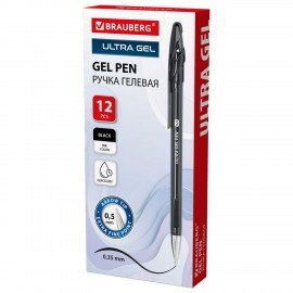 Ручка гелевая BRAUBERG "ULTRA GEL", ЧЕРНАЯ, стандартный наконечник 0,5 мм, линия письма 0,35 мм, 144266