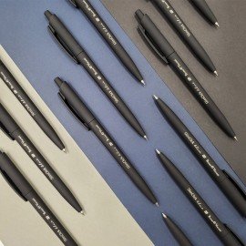 Ручка шариковая автоматическая BRUNO VISCONTI "SlimClick Black", СИНЯЯ, черный корпус, узел 0,5 мм, линия 0,4 мм, 20-0073