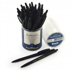 Ручка шариковая автоматическая BRUNO VISCONTI "SlimClick Black", СИНЯЯ, черный корпус, узел 0,5 мм, линия 0,4 мм, 20-0073