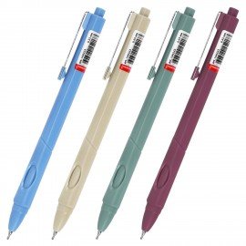 Ручка шариковая автоматическая с грипом BRAUBERG "COMFORT GRIP", СИНЯЯ, игольчатый наконечник 0,7 мм, линия письма 0,35 мм, 144323