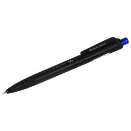 Ручка шариковая масляная автоматическая BRAUBERG "BLACK PEN RT", СИНЯЯ, игольчатый наконечник 0,7 мм, линия письма 0,35 мм, 144326