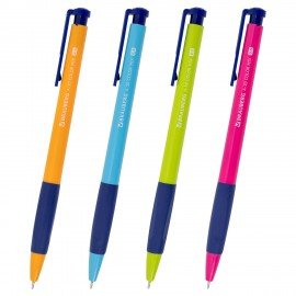 Ручка шариковая автоматическая BRAUBERG A-30 COLOR MIX "WRITING 3.0", СИНЯЯ, пишущий узел 0,5 мм, линия письма 0,25мм, 144341