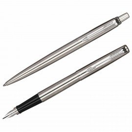 Набор PARKER Jotter Stainless Steel GT: шариковая ручка синяя и перьевая ручка синяя,, 2093258