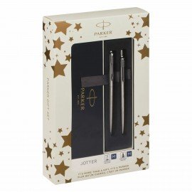 Набор PARKER Jotter Stainless Steel GT: шариковая ручка синяя и перьевая ручка синяя,, 2093258