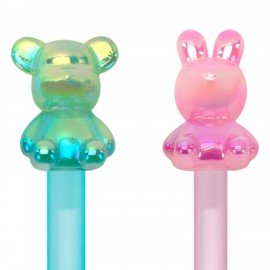 Ручка с акриловым топпером шариковая FUNSTER "BEAR&BUNNY", СИНЯЯ, ассорти, пишущий узел 0,7 мм, линия письма 0,35 мм, 144372