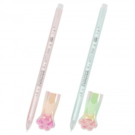 Ручка с акриловым топпером шариковая FUNSTER "KITTY PAW", СИНЯЯ, ассорти, пишущий узел 0,7 мм, линия письма 0,35 мм, 144374