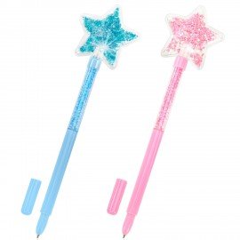 Ручка с топпером с блестками шариковая FUNSTER "MAGIC STAR", СИНЯЯ, ассорти, пишущий узел 0,7 мм, линия письма 0,35 мм, 144379