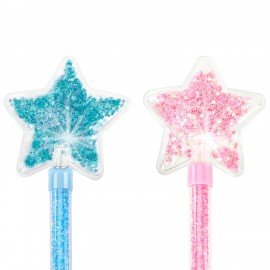 Ручка с топпером с блестками шариковая FUNSTER "MAGIC STAR", СИНЯЯ, ассорти, пишущий узел 0,7 мм, линия письма 0,35 мм, 144379