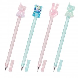 Ручка с акриловым топпером шариковая FUNSTER "ACRYL MIX", СИНЯЯ, ассорти, пишущий узел 0,7 мм, линия письма 0,35 мм, 144380