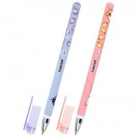 Ручка шариковая с принтом FUNSTER STICK "CUTE ANIMALS", СИНЯЯ, SOFT TOUCH покрытие, узел 0,7 мм, линия письма 0,35 мм, 144387