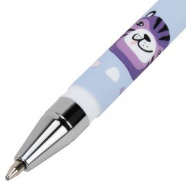 Ручка шариковая с принтом FUNSTER STICK "CUTE ANIMALS", СИНЯЯ, SOFT TOUCH покрытие, узел 0,7 мм, линия письма 0,35 мм, 144387