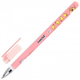 Ручка шариковая с принтом FUNSTER STICK "CUTE ANIMALS", СИНЯЯ, SOFT TOUCH покрытие, узел 0,7 мм, линия письма 0,35 мм, 144387