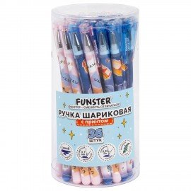 Ручка шариковая с принтом FUNSTER STICK "FAT CATS", СИНЯЯ, SOFT TOUCH покрытие, узел 0,7 мм, линия 0,35 мм, 144389