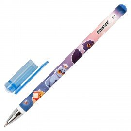 Ручка шариковая с принтом FUNSTER STICK "FAT CATS", СИНЯЯ, SOFT TOUCH покрытие, узел 0,7 мм, линия 0,35 мм, 144389