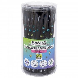 Ручка шариковая с принтом FUNSTER STICK "BLACK CAT", СИНЯЯ, SOFT TOUCH покрытие, узел 0,7 мм, линия 0,35 мм, 144391