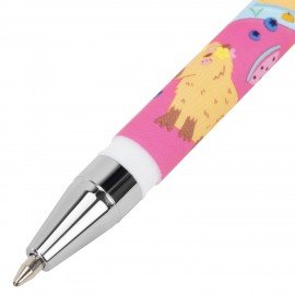 Ручка шариковая с принтом FUNSTER STICK "CUTE CAPY", СИНЯЯ, SOFT TOUCH покрытие, узел 0,7 мм, линия письма 0,35 м, 144393